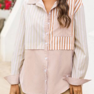 Striped Button Up Dropped Shoulder Shirt