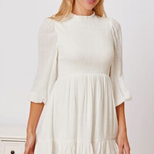 Frill Balloon Sleeve Ruffle Hem Mini Dress