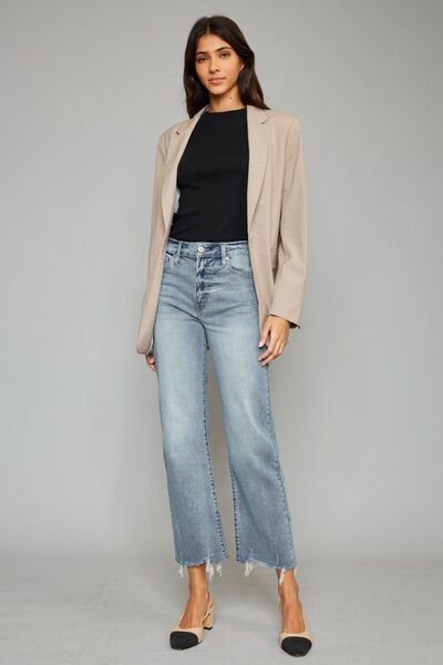 Kancan High Waist Raw Hem Cropped Wide Leg Jeans - Image 6