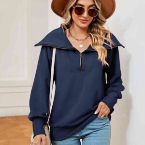 Half-Zip Collared Sweatshirt