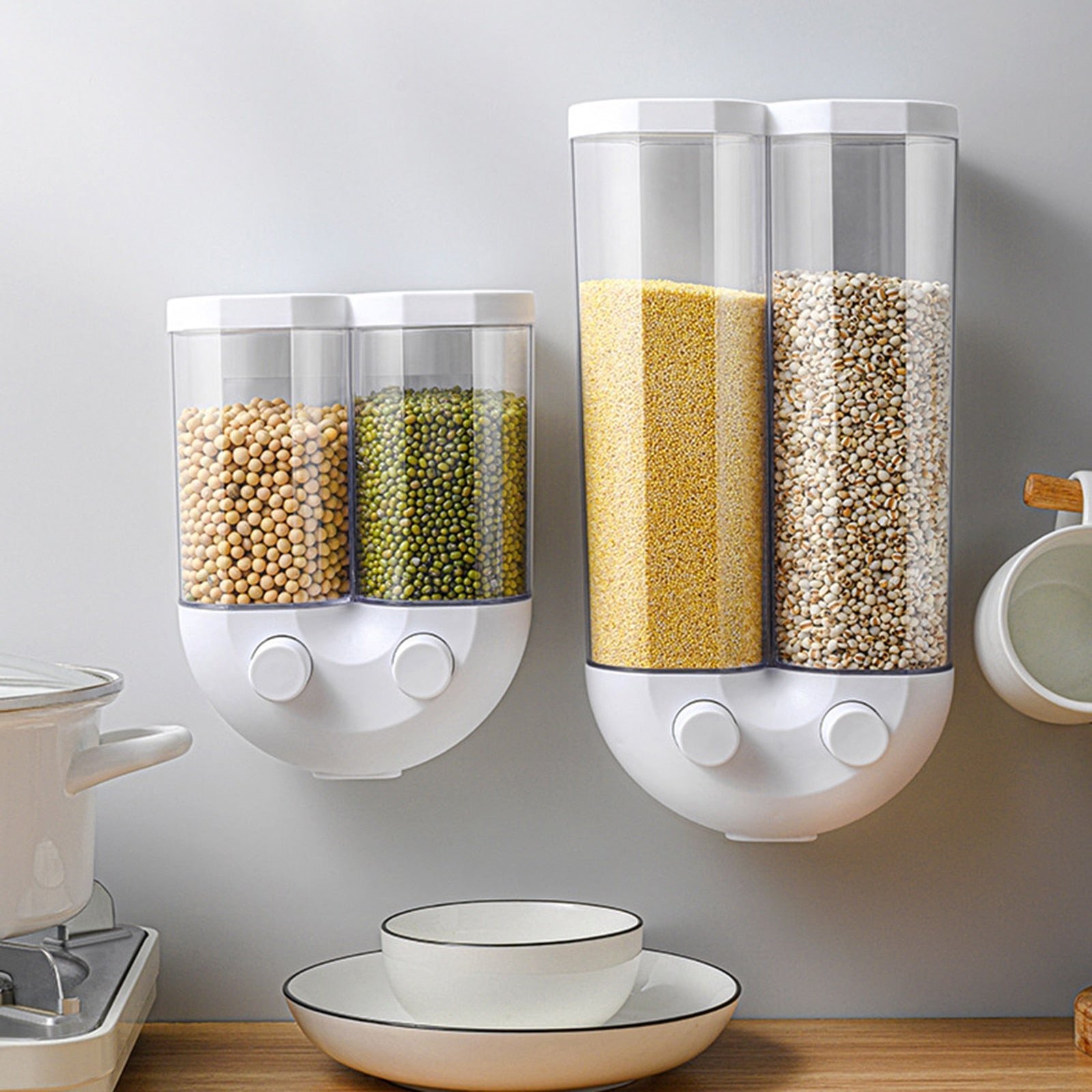 Double Wall Mounted Food Dispenser Storage Container - Image 3