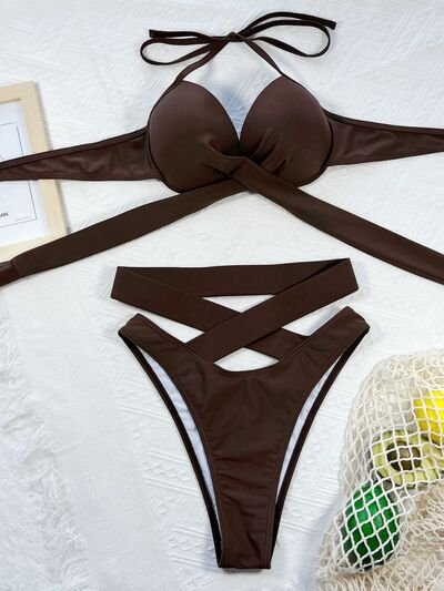 Crisscross Halter Neck Bikini Set - Image 14