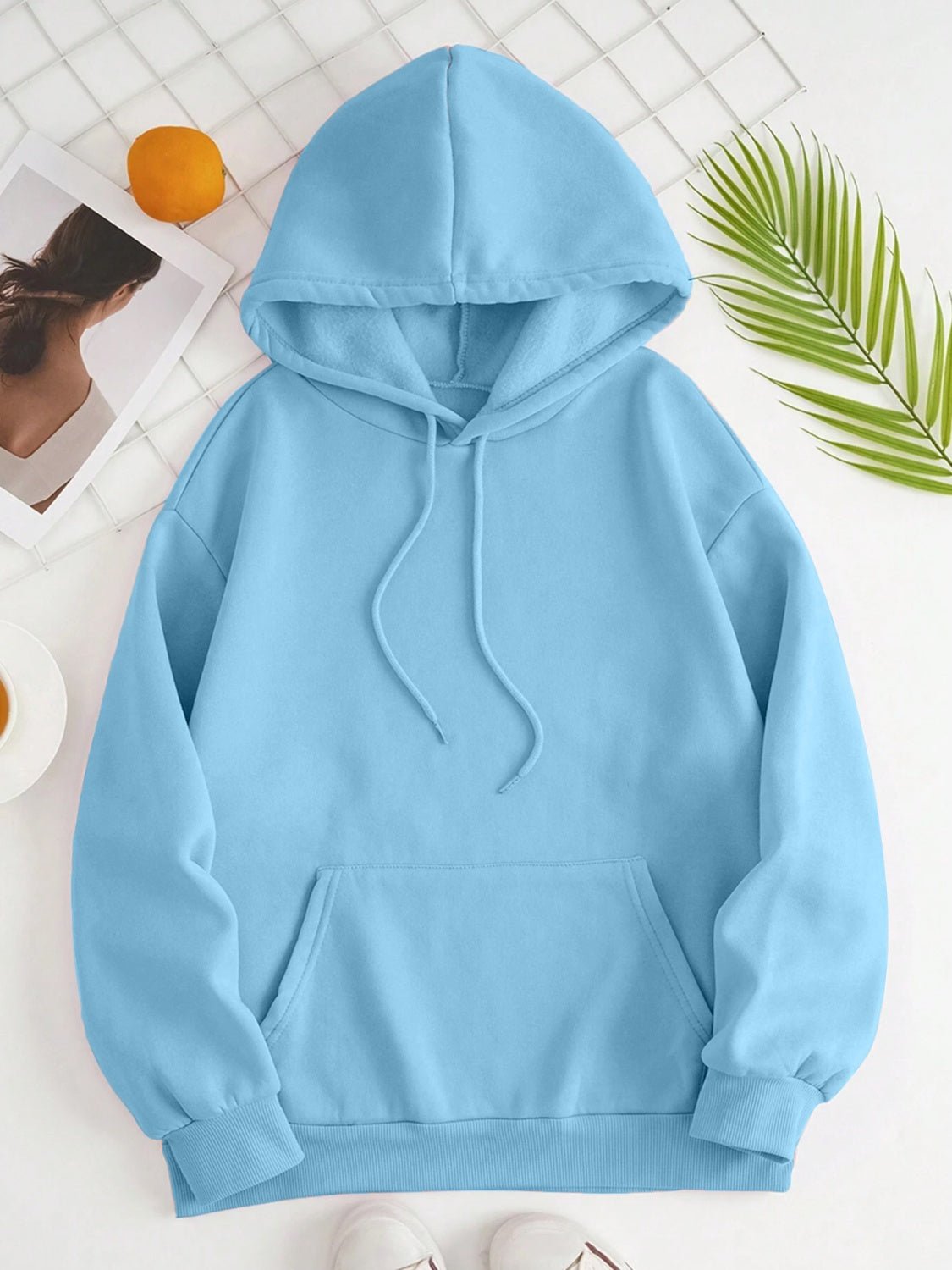 Drawstring Dropped Shoulder Hoodie - Image 30