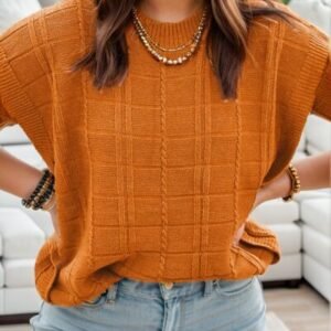 Round Neck Cap Sleeve Sweater