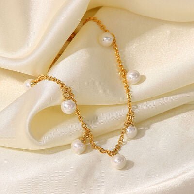 Pearl 18K Gold-Plated Charm Anklet - Image 5