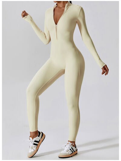 Zip Up Mock Neck Long Sleeve Jumpsuit - Image 17