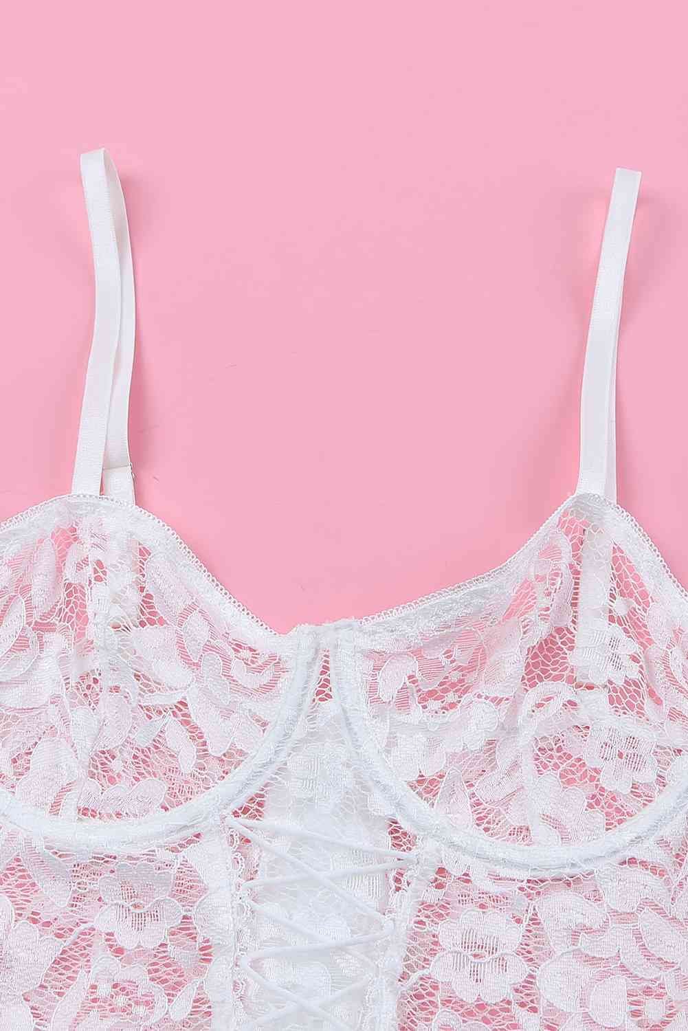 Lace-Up Frill Trim Lingerie Set - Image 9