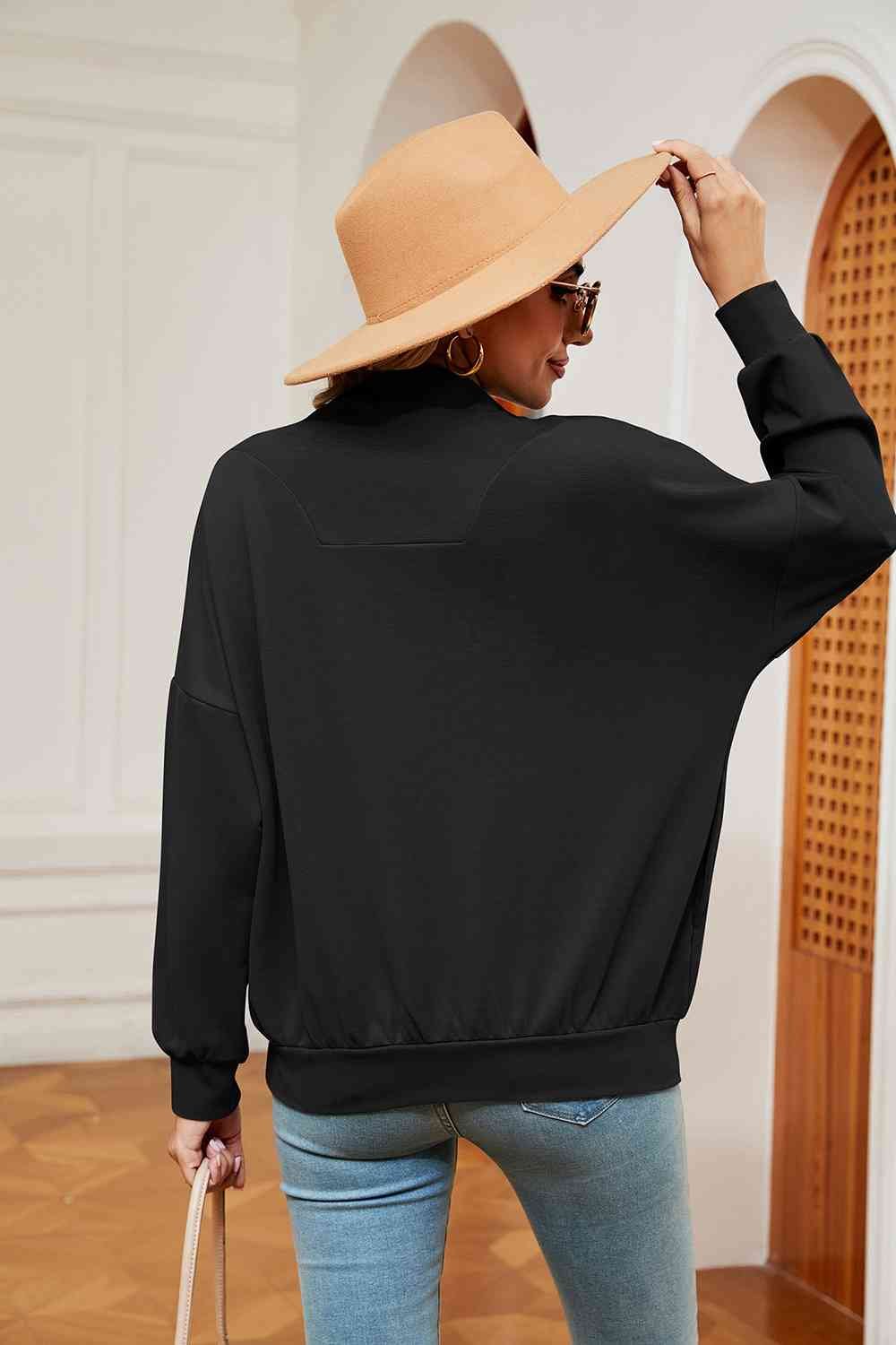 Half-Zip Dropped Shoulder Sweatshirt - Image 16
