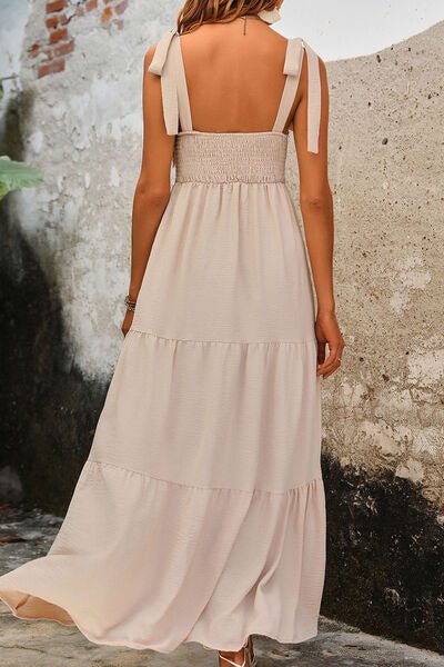 Tie Shoulder Smocked Tiered Dress - Image 2
