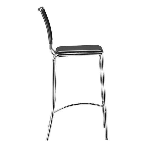 14" X 20" X 37.5" 2 Pcs Black Leatherette Chromed Steel Bar Chair - Image 2