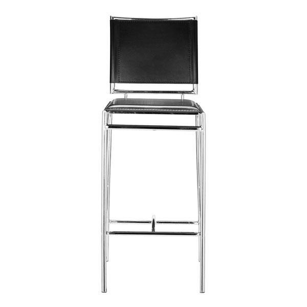14" X 20" X 37.5" 2 Pcs Black Leatherette Chromed Steel Bar Chair - Image 3