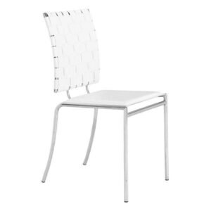 17" X 21" X 35" 4 Pcs White Leatherette Chromed Steel Dining Chair