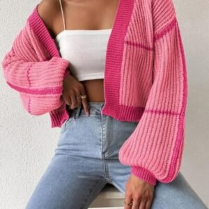 Open Front Dropped Shoulder Cardigan