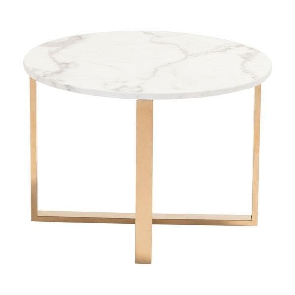 24" X 24" X 16.9" Stone And Gold Faux End Table - Image 2