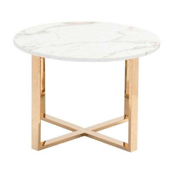 24" X 24" X 16.9" Stone And Gold Faux End Table - Image 3