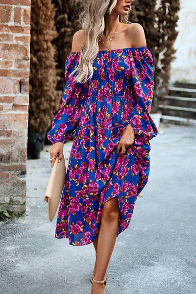 Printed Balloon Sleeve Midi Dress - Image 12