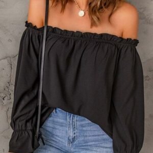 Frill Off-Shoulder Flounce Sleeve Blouse