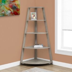 24.25" x 34.25" x 60" Dark Taupe  Black  Particle Board  Bookcase