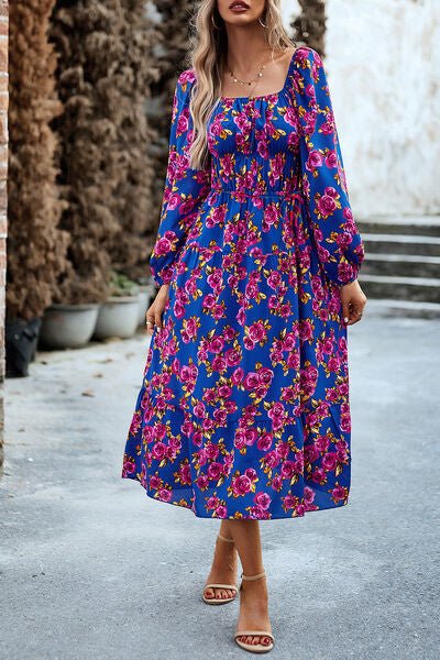 Printed Balloon Sleeve Midi Dress - Image 10