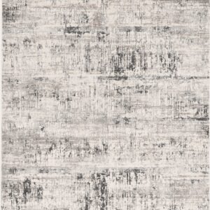 7' x 11'  Polypropylene and Viscose Ivory  Silver Area Rug