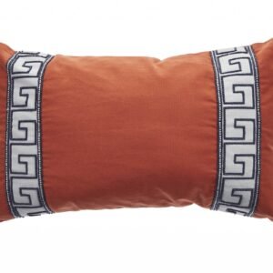 Elegant Tangerine Greek Key Lumbar Accent Pillow