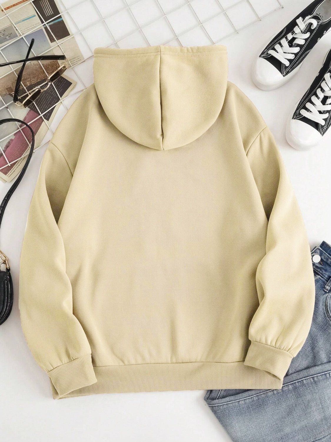 Drawstring Dropped Shoulder Hoodie - Image 16