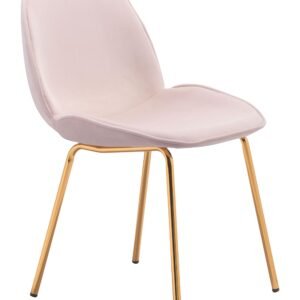Pink Rose Velvet and Gold Finish Dining or Side Chairs Set of 2