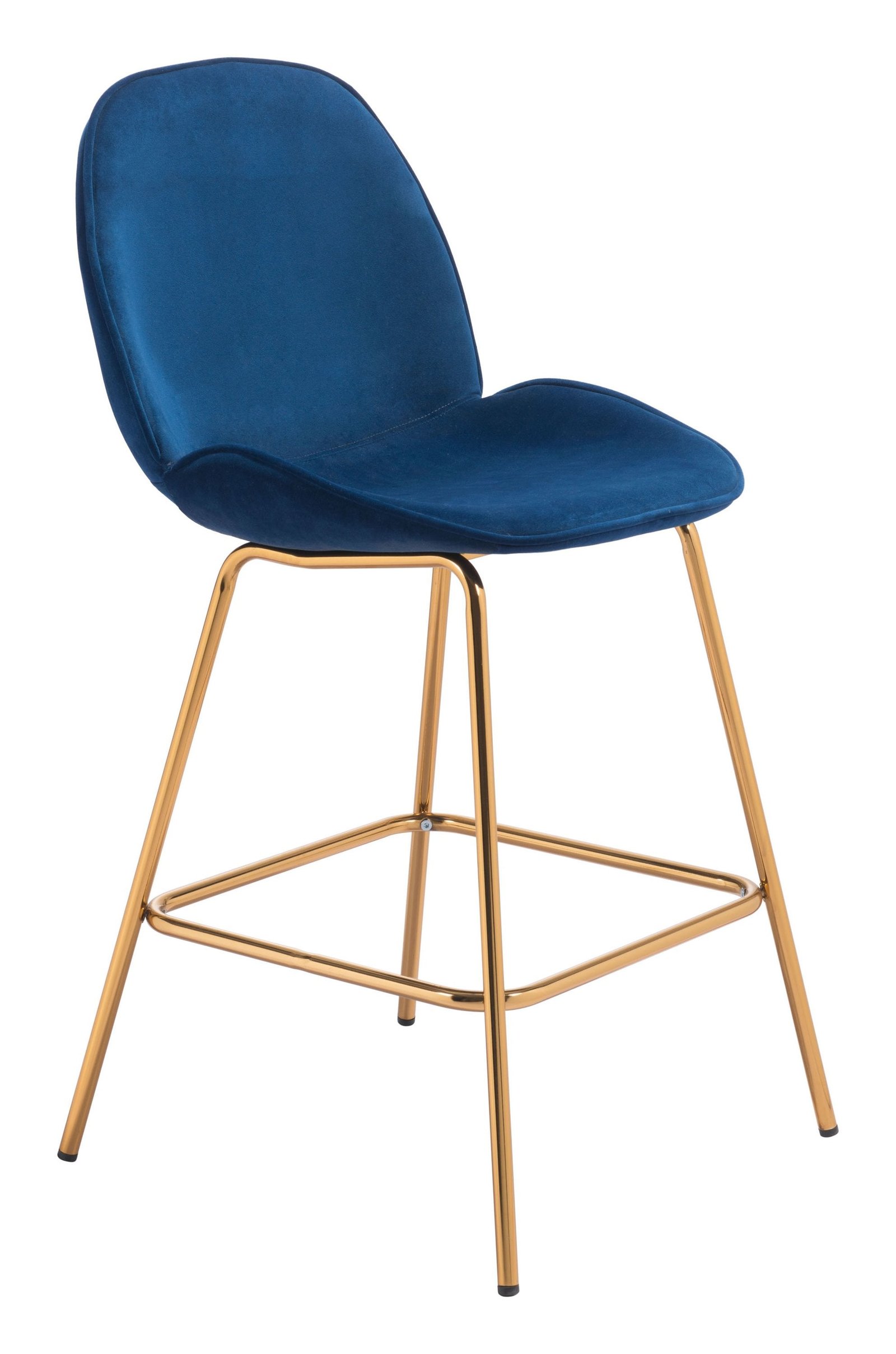 20.9" x 24" x 40.6" Dark Blue Velvet, Steel & Plywood, Counter Chair
