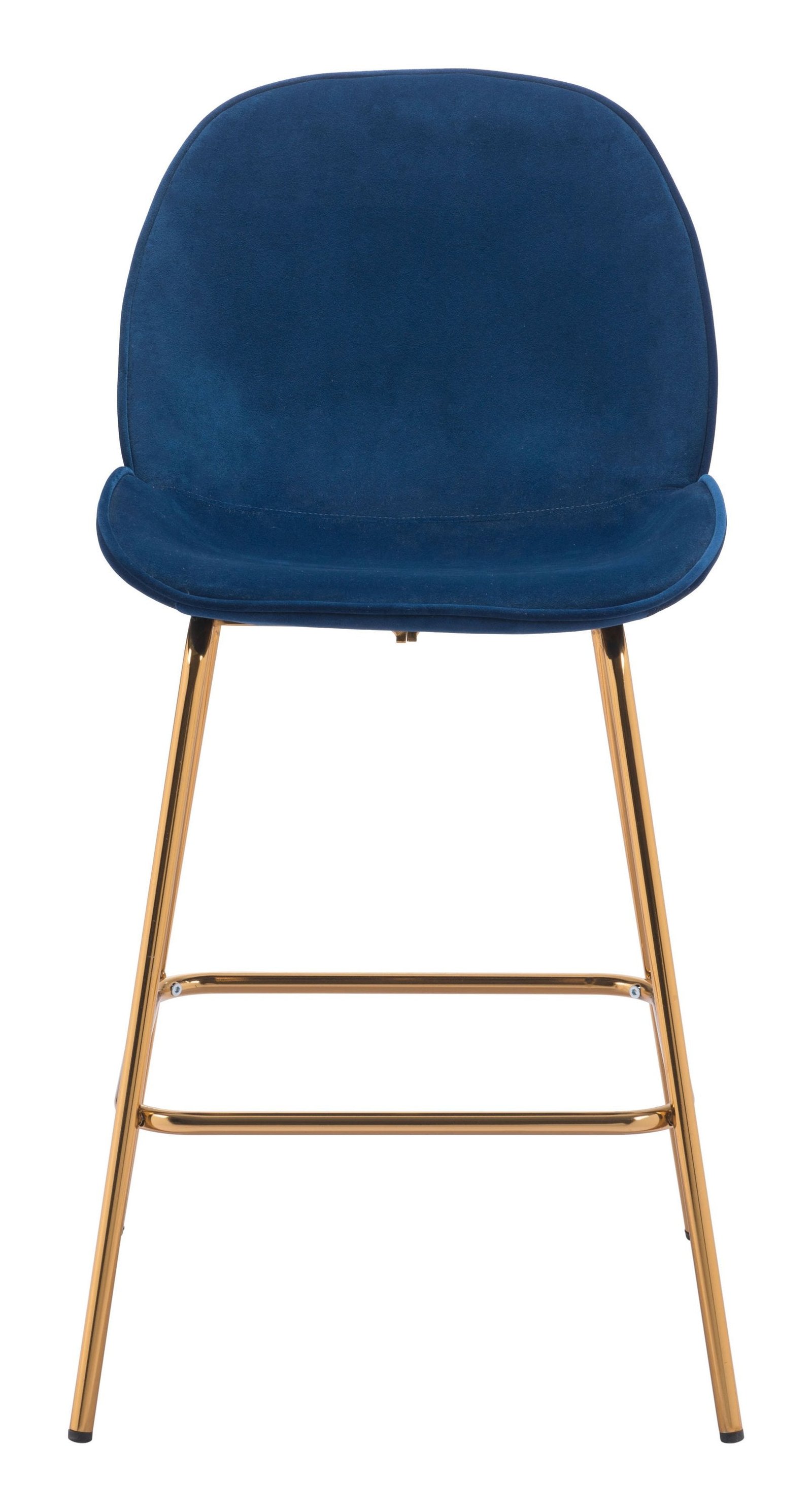 20.9" x 24" x 40.6" Dark Blue Velvet, Steel & Plywood, Counter Chair - Image 3