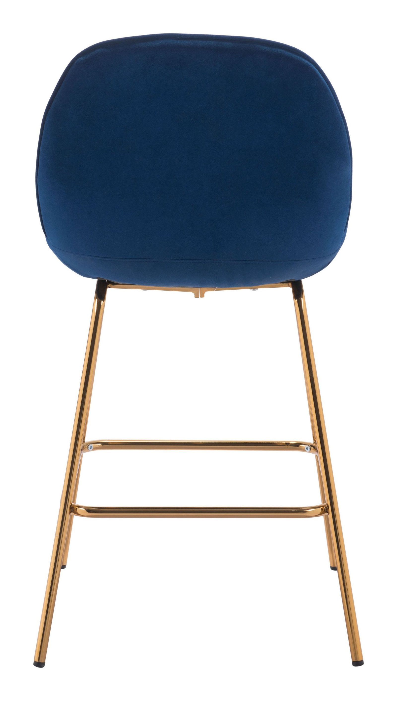 20.9" x 24" x 40.6" Dark Blue Velvet, Steel & Plywood, Counter Chair - Image 4