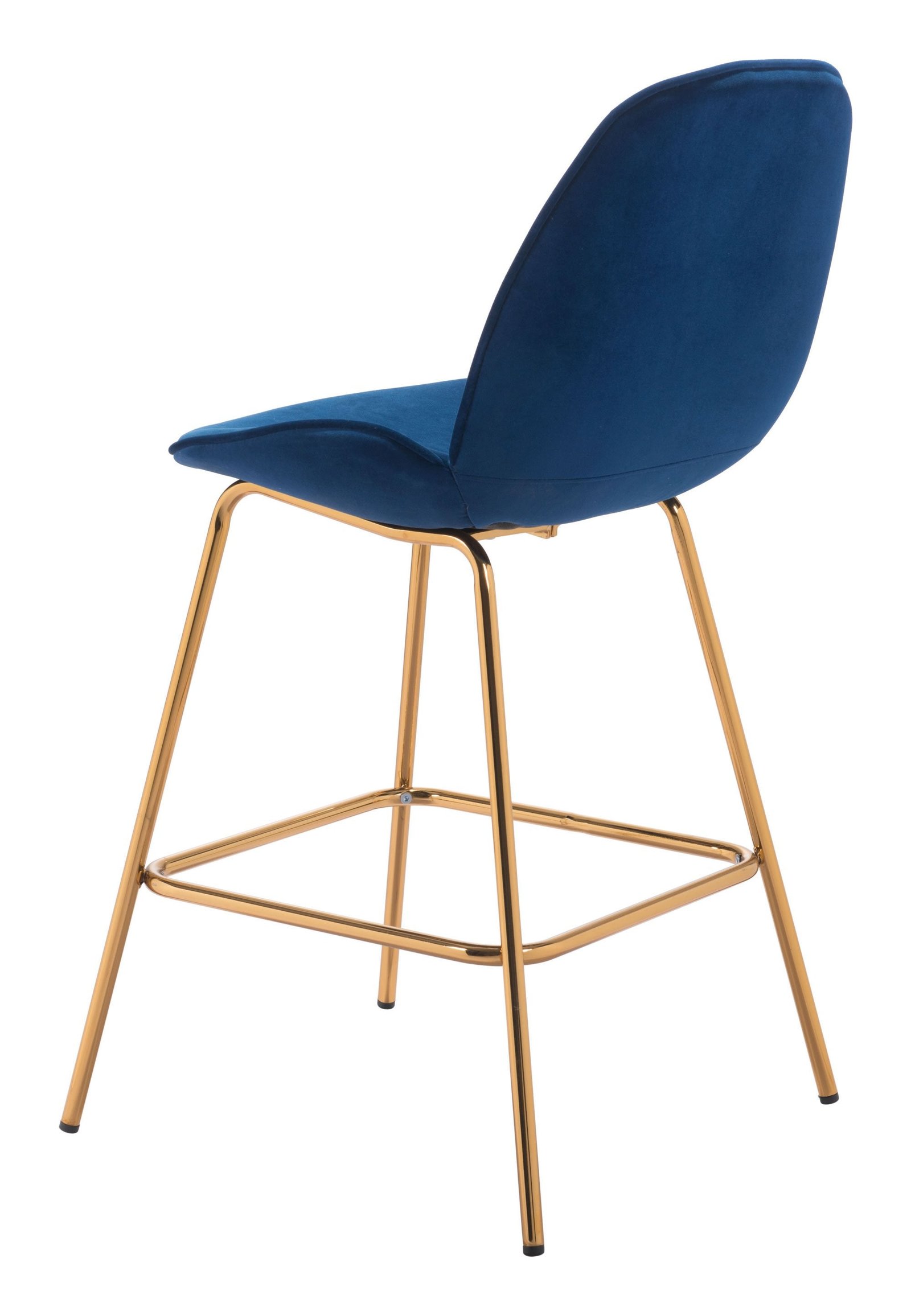 20.9" x 24" x 40.6" Dark Blue Velvet, Steel & Plywood, Counter Chair - Image 5