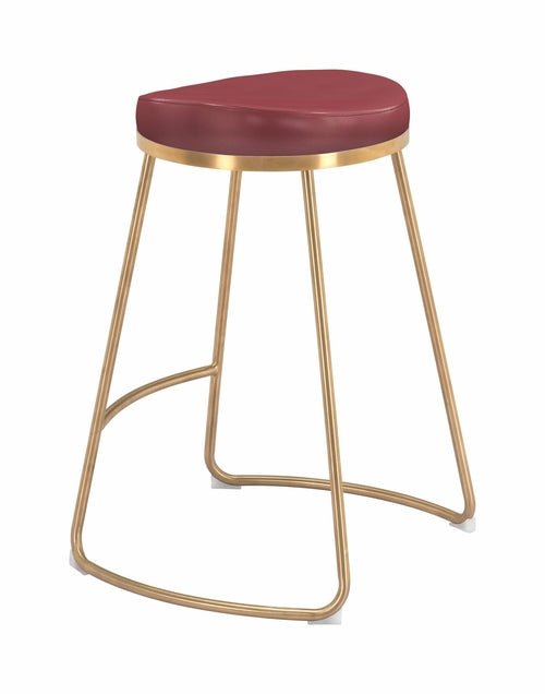 20.3" x 17.5" x 26.2" Burgundy, Leatherette, Stainless Steel, Counter Chair - Image 5