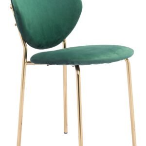 18.1" x 23.6" x 32.3" Green and Gold Velvet Steel and Plywood Chair