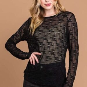 Culture Code Full Size Round Neck Mesh Perspective Top
