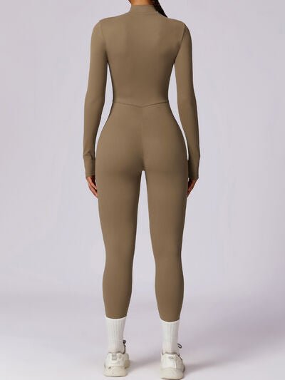 Zip Up Mock Neck Long Sleeve Jumpsuit - Image 32