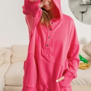 BiBi Half Snap Thumbhole Long Sleeve Hoodie