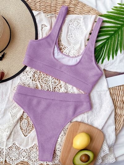 Scoop Neck Wide Strap Two-Piece Swim Set - Image 20