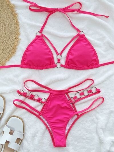 Cutout Halter Neck Two-Piece Bikini Set - Image 12