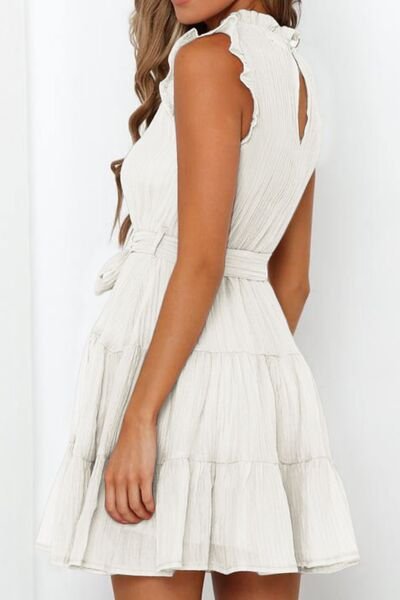 Frill Tied Round Neck Sleeveless Tiered Dress - Image 7
