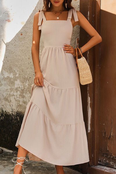 Tie Shoulder Smocked Tiered Dress - Image 3