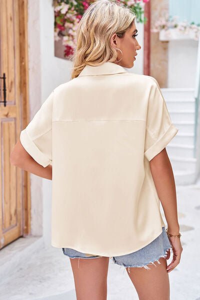 Button Up Rolled Short Sleeve Shirt - Image 2