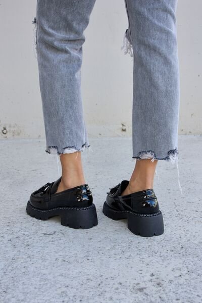 Forever Link Tassel Detail Mid Heel Chunky Loafers - Image 4