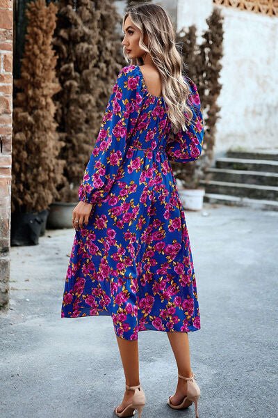 Printed Balloon Sleeve Midi Dress - Image 13