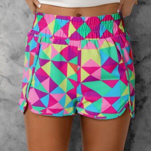 Color Block Elastic Waist Shorts