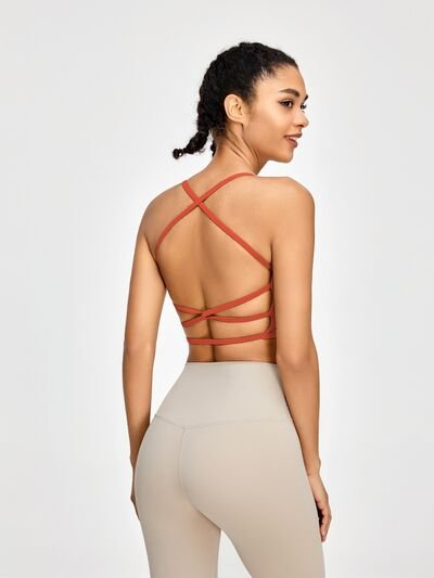 Crisscross Spaghetti Strap Active Bra - Image 23