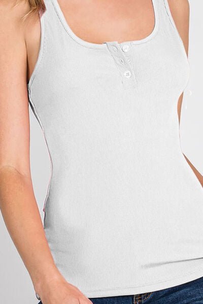 Ninexis Front Button Ribbed Round Neck Tank - Image 12
