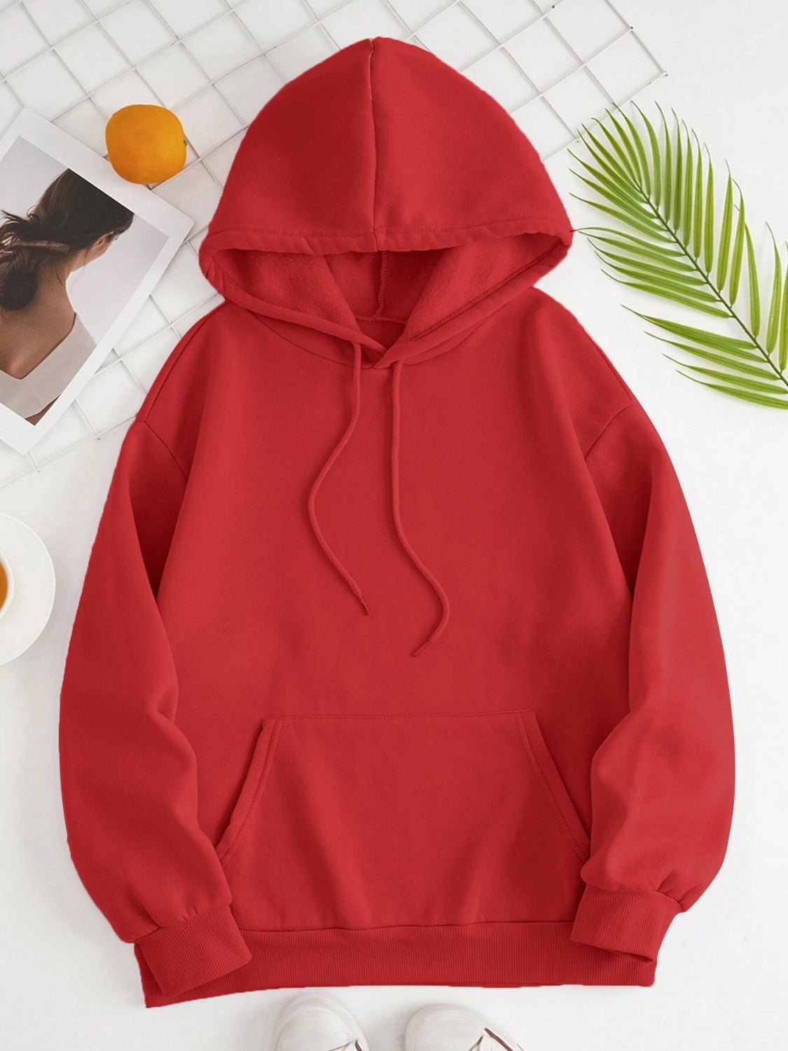 Drawstring Dropped Shoulder Hoodie - Image 27