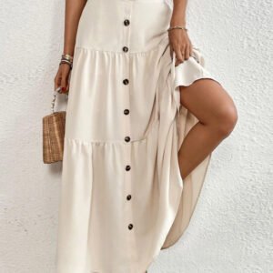 Decorative Button Tiered Skirt