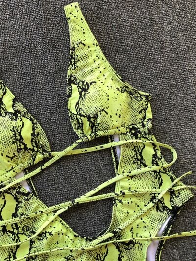 Lace-Up Backless Plunge One-Piece Swimwear - Image 12