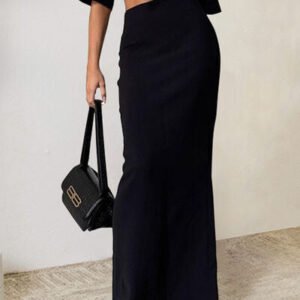 Elastic Waist Maxi Skirt
